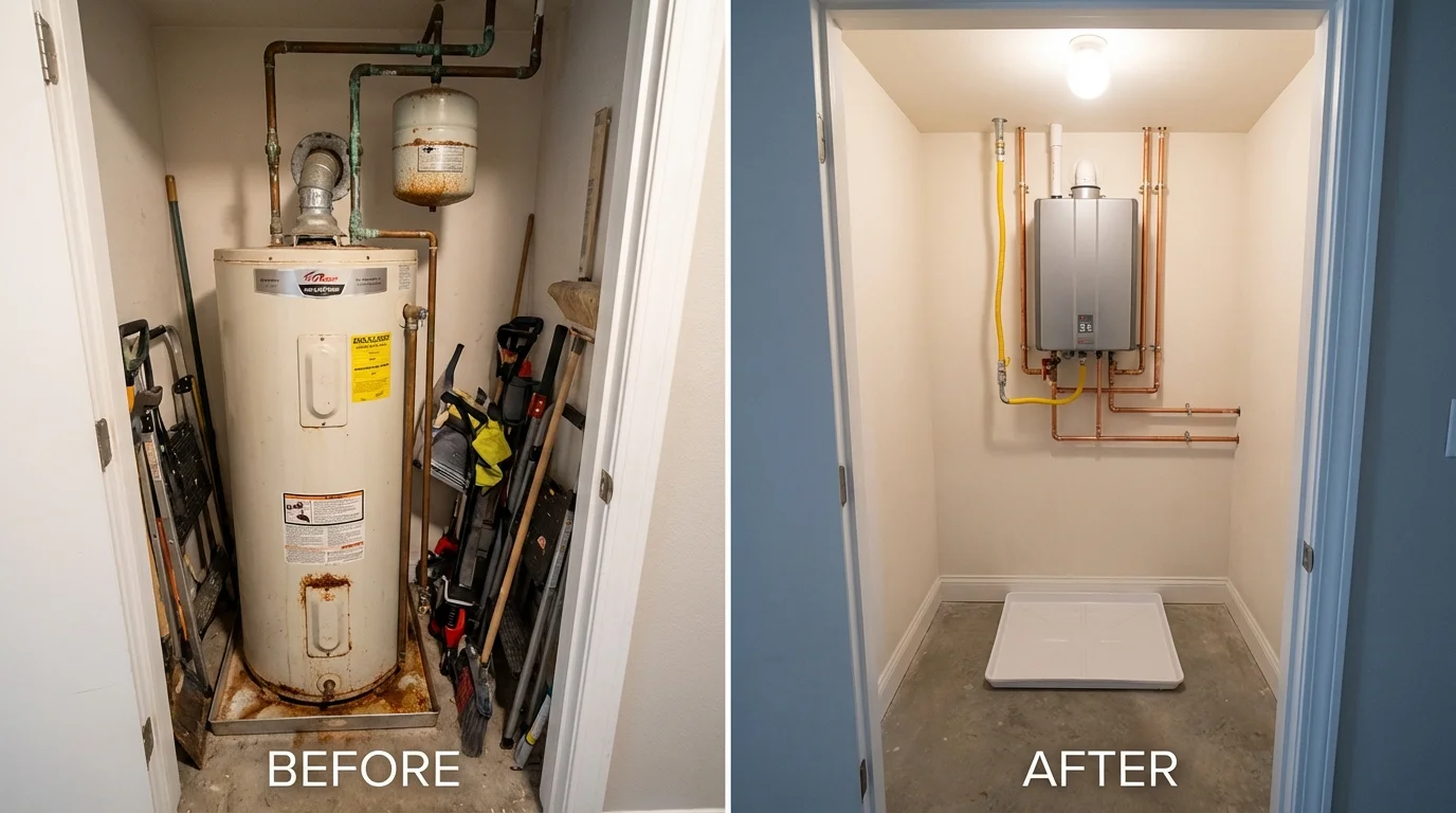 Tank water heater versus wall-mounted tankless unit comparison for Cherryfield, ME homeowners